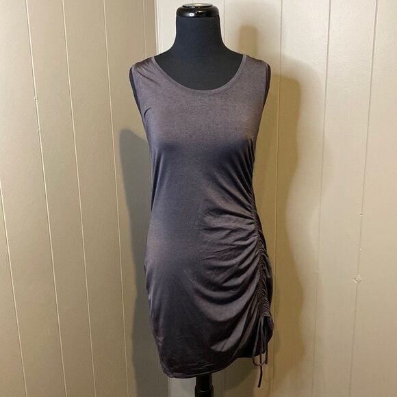 Athleta Small Sleeveless Mini Dress Ruching Stretchy Drawstring Tie - Picture 1 of 7